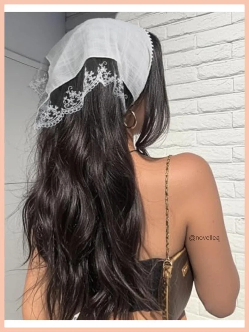 Lace Hair Scarf Headband with Adjustable Tie-Back - Boho Floral Cutout Design